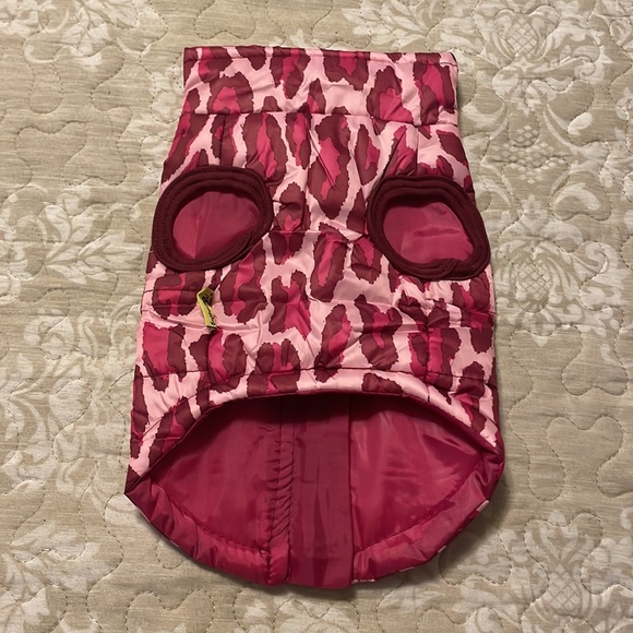 Small Dog Pink Striped Sweater & Leopard Jacket - Picture 4 of 12